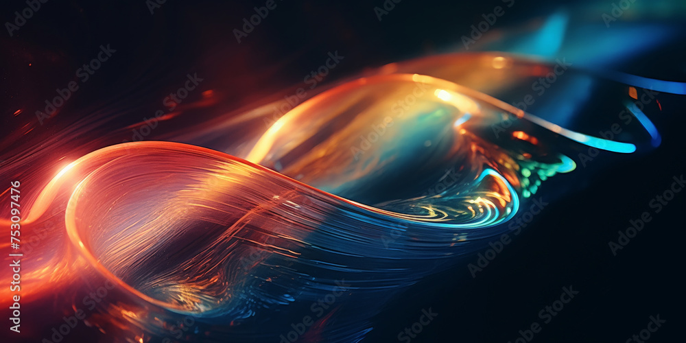 abstract rainbow background with waves, on black background abstract colorful background with transparet wave glass rainbow light background.banner
