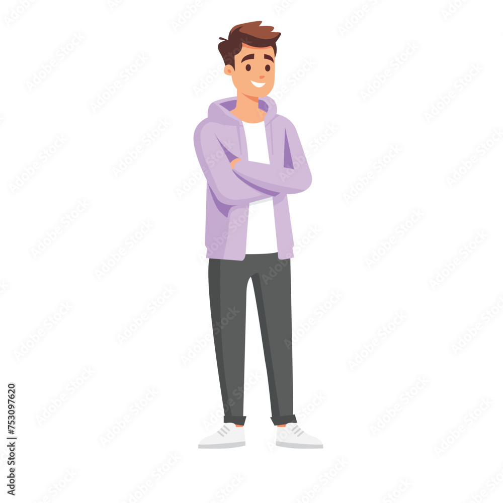 Man, guy, standing and smiling full-length illustration, flat illustration, user interface illustration, isolated on a white background Man, guy, standing and smiling full-length illustration, flat illustration, user interface illustration, isolated on a white background