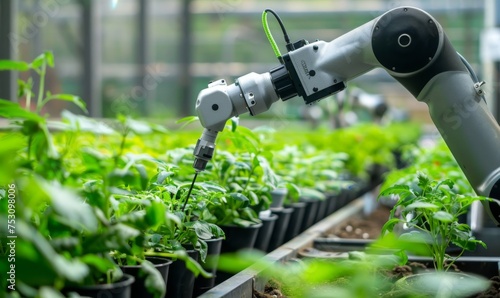 Robotic farmers equipped with artificial intelligence are deployed in greenhouses to streamline cultivation processes and maximize crop yield