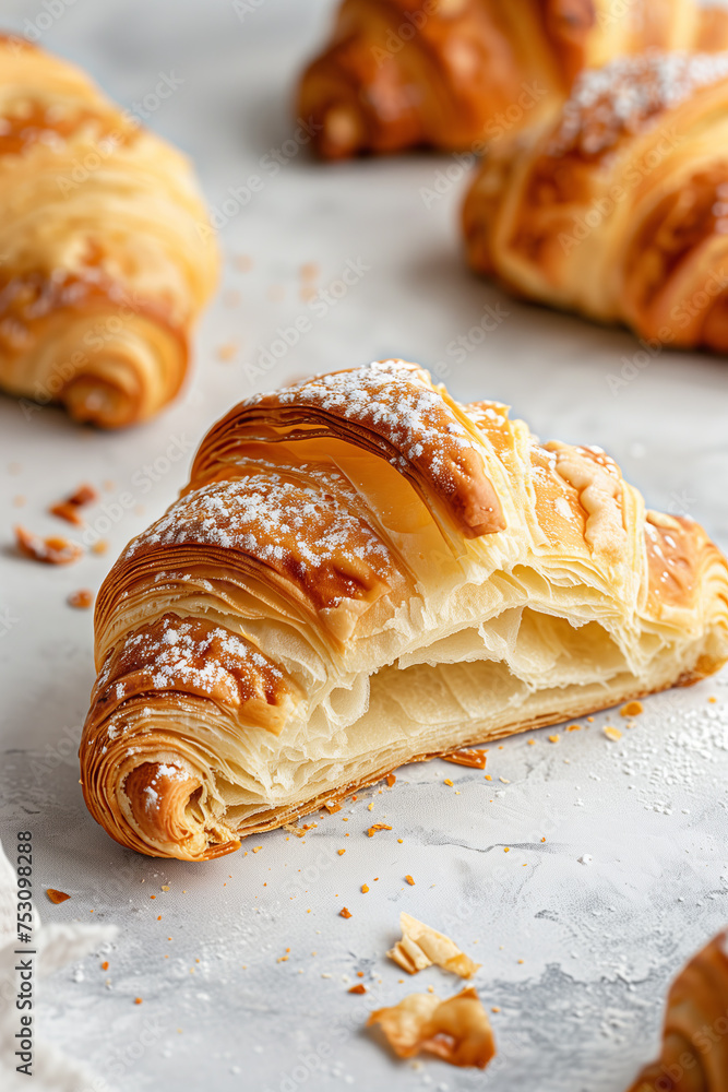 Freshly Baked Croissant with Powdered Sugar Dusting