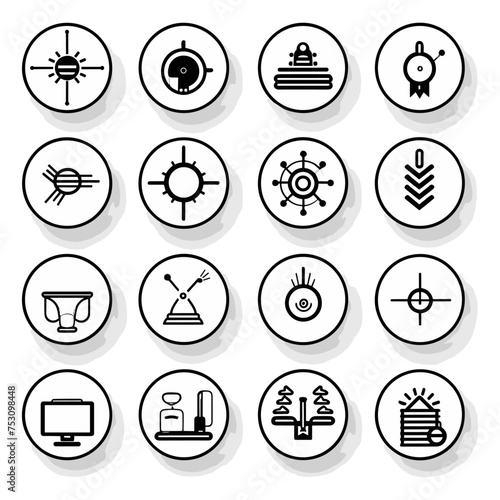 a black and white icon set for business concept , emblem set, line art, icon set