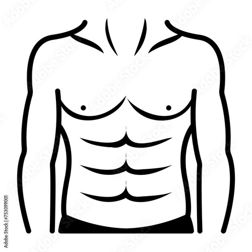 Male six-pack lipo ab etching concept, liposculpture vector icon design, Cosmetology or Cosmetologist Symbol, esthetician or beautician Sign, Beauty treatment stock illustration