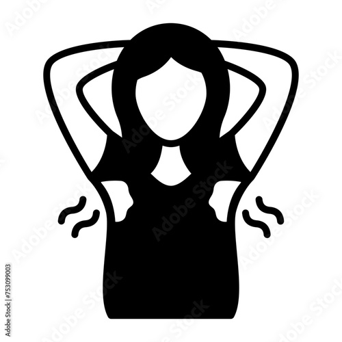 armpit or arm pit fat concept, underarm area lump and hair vector icon design, Cosmetology or Cosmetologist Symbol, esthetician or beautician Sign, Beauty treatment stock illustration