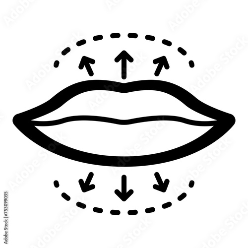 Lip augmentation or plump up concept, Lovelier Lips using Dermal Filler vector icon design, Cosmetology or Cosmetologist Symbol, esthetician or beautician Sign, Beauty treatment stock illustration