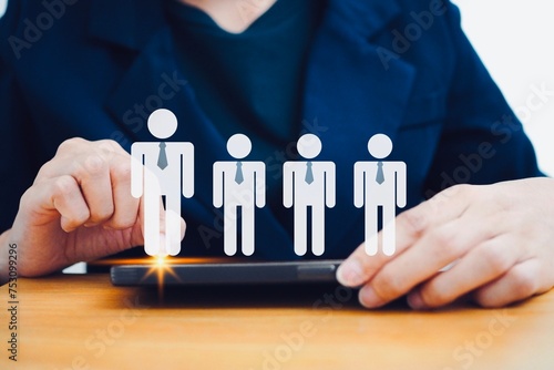 Personnel selection concept Using online technology and modern technology makes the human resources system easier.