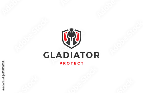 Flat vector warrior protector logo icon design template