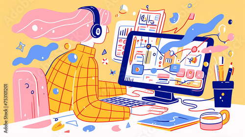 Young Creative Designer Modern Illustration