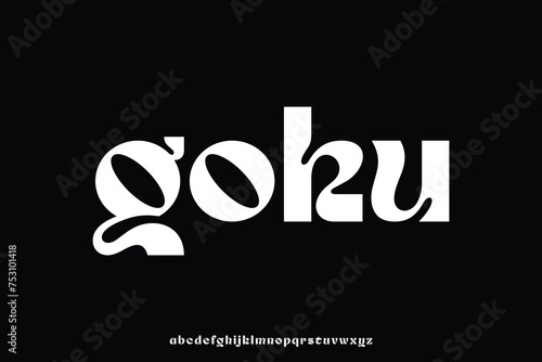 Trendy decorative alphabet display font vector. Creative unique fluid style typeface