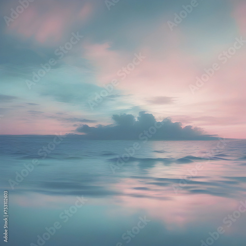 Pastel sky with blue ocean scenery. © Pram