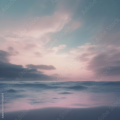 Pastel sky with blue ocean scenery.