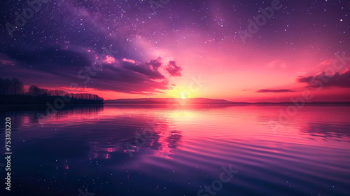 European Twilight Serenity: Majestic Lake Reflections © Andrii 