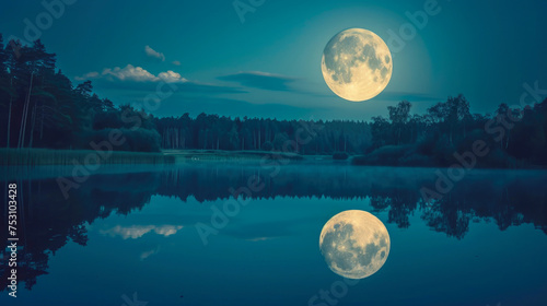 Moonbeam Magic: Forest Lake Reflection