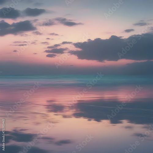 Pastel sky with blue ocean scenery. © Pram