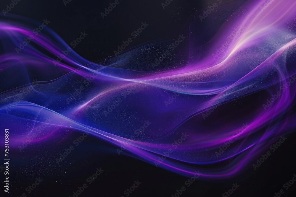 Abstract grainy blue purple color gradient wave black background glowing light dark backdrop