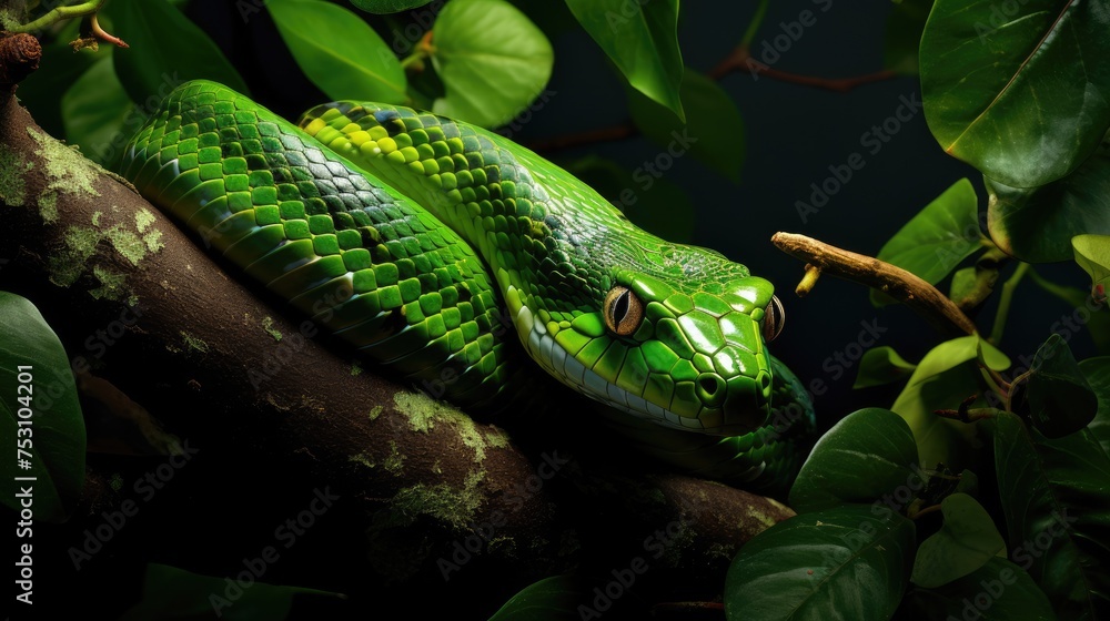 Fototapeta premium Snake in tree. Generative AI