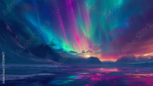 Celestial Symphony: Aurora Brushstrokes