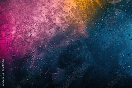 Grainy gradient background blue pink yellow abstract glowing color wave black dark backdrop noise texture