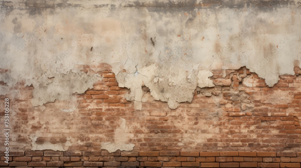 Worn brick wall. Generative AI Worn brick wall. Generative AI