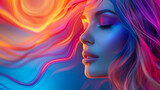 Flowing Colors: Graceful Woman's Side Portrait