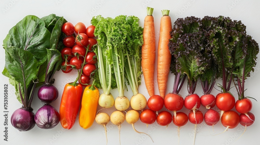 vegetables on white background top view
vegetables on white background top view