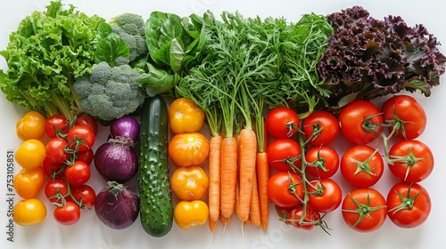 vegetables on white background top view 