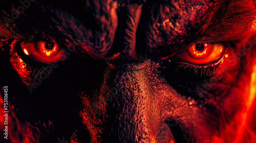 Eyes of Darkness: Fiery Red and Black Demon