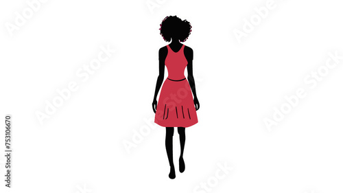illustrazione con silhouette di donna, ragazza su sfondo bianco, figura intera photo