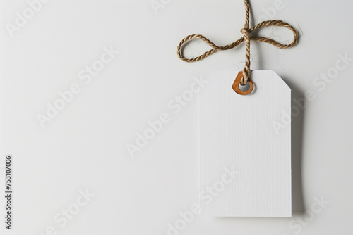 Empty Tag Displayed with White T-Shirt on Background