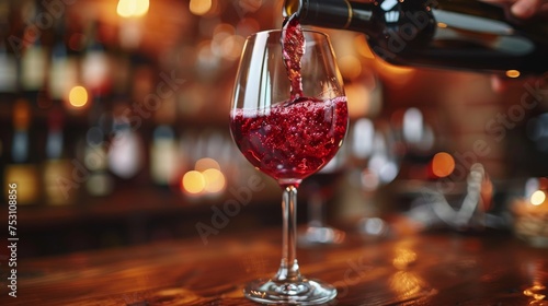 Red Wine being poured into Glass