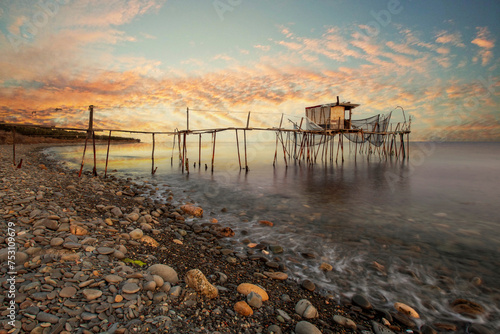 Fototapeta Naklejka Na Ścianę i Meble -  Fishing trap at seaside in Sarkoy Town
