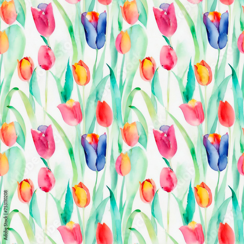 seamless pattern with tulips