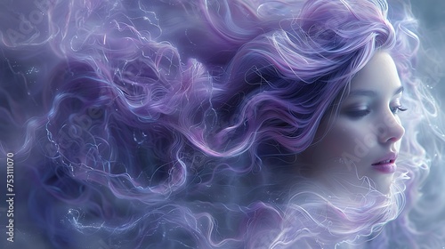 spinning sea flying lady with purple hair