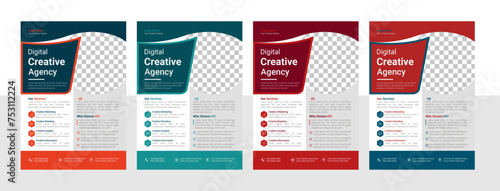 a bundle of 4 templates of different colors a4 flyer template, modern business flyer template, abstract business flyer and creative design, editable vector template design. Corporate business flyer t 