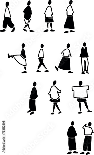 set of silhouettes of people, figures set, figure pack, artistic figures set
