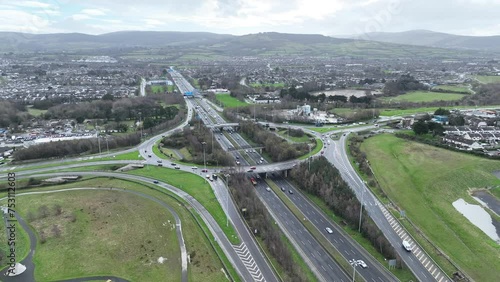 ariel view of M50 motorway in dublin, ireland