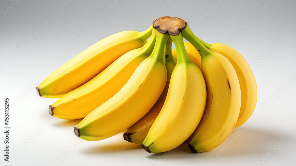 Yellow mini bananas on a white background