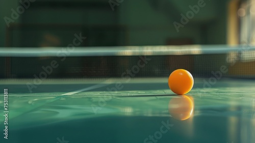 A table tennis ball coming to rest after a fast rally.