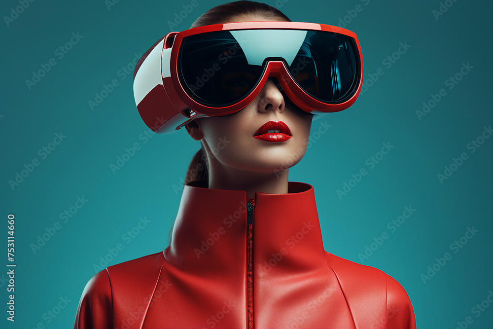 Futuristic cyberspace cyberpunk person wearing headset for metaverse generative ai gamer player Futuristic cyberspace cyberpunk person wearing headset for metaverse generative ai gamer player