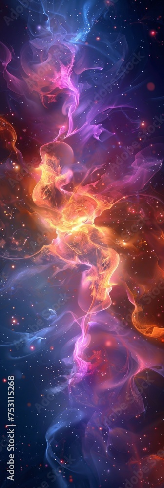 Vibrant Neon Fractal Patterns in Deep Space Generative AI Vibrant Neon Fractal Patterns in Deep Space Generative AI