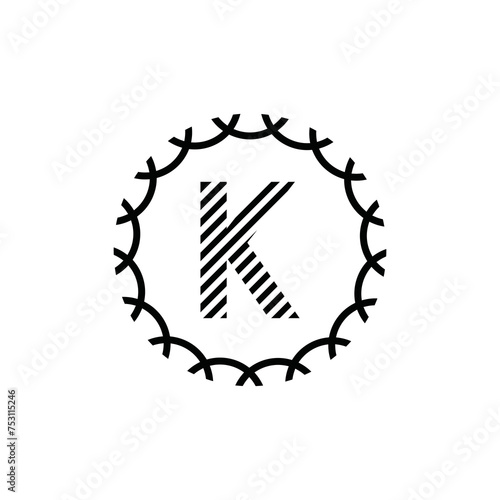 Letter k minimalist logo design with circle shape
