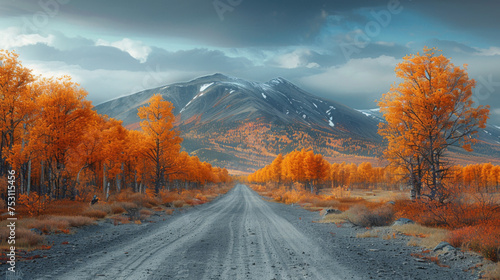 The autumn colours ignite the landscape in colour along the dempster highway  yukon. an amazing  beautiful place any time of year but it takes on a different feel in autumn  yukon  canada.