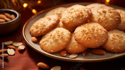 Delightful crunch of almond cookies photo