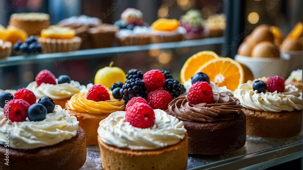 beautiful different cakes with berries on display beautiful different cakes with berries on display
