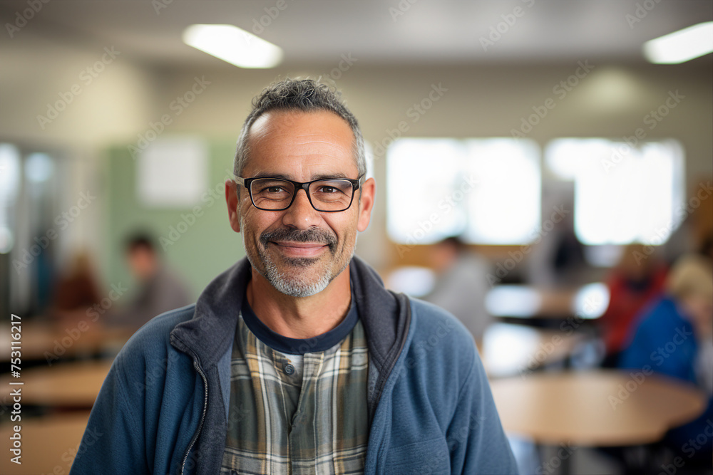Generative AI photo of middle aged student studying education courses university or college classroom Generative AI photo of middle aged student studying education courses university or college classroom