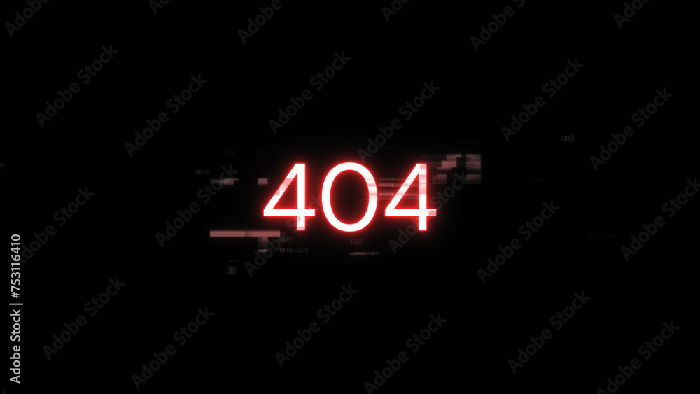 3D rendering error 404 text with screen effects of technological glitches 3D rendering error 404 text with screen effects of technological glitches