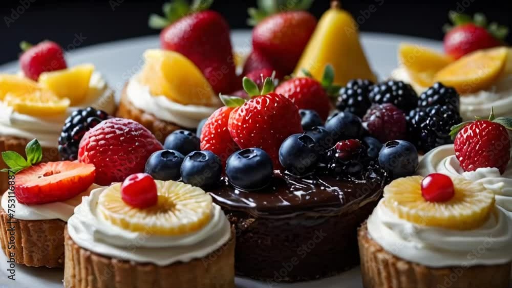 beautiful different cakes with berries on display beautiful different cakes with berries on display