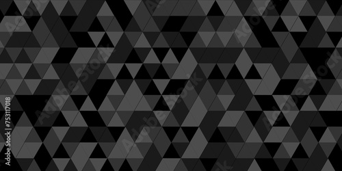 Vector geometric seamless technology gray and black transparent triangle background. Abstract digital grid light pattern gray Polygon Mosaic triangle Background, business and corporate background.