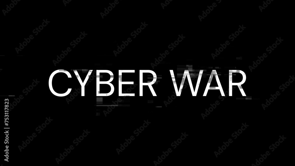3D rendering cyber war text with screen effects of technological glitches 3D rendering cyber war text with screen effects of technological glitches