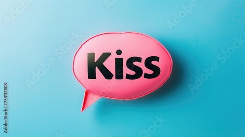 speech bubble with "Kiss" text on it with solid colored background