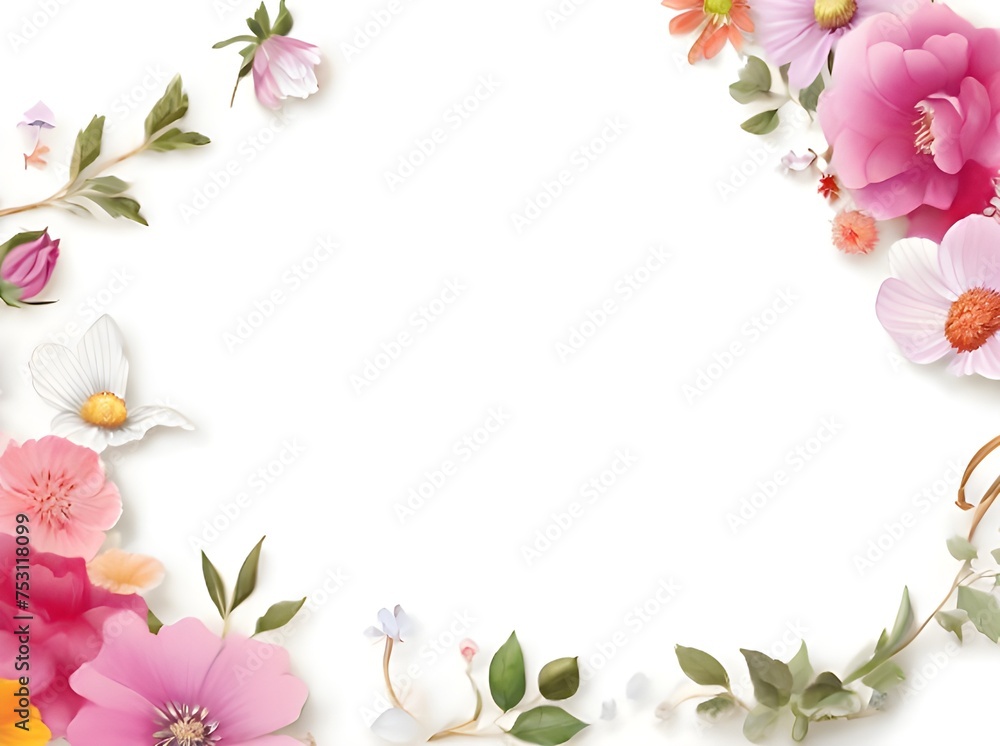 Fototapeta premium カラフルな花で彩るフォトフレーム